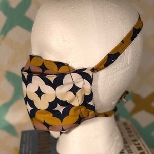 Mustard and Navy Face Mask With POP-Out